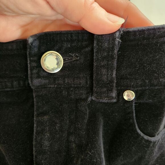Velvet Jeans by INC Black Stretch Straight Leg Crystal Button Rivets Women's 6P - Picture 3 of 11